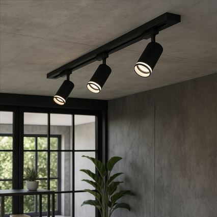 Foco para sistema de trilhos PIPE 3xGU10/10W/230V preto