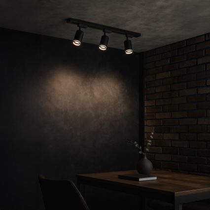 Foco para sistema de trilhos PIPE 3xGU10/10W/230V preto