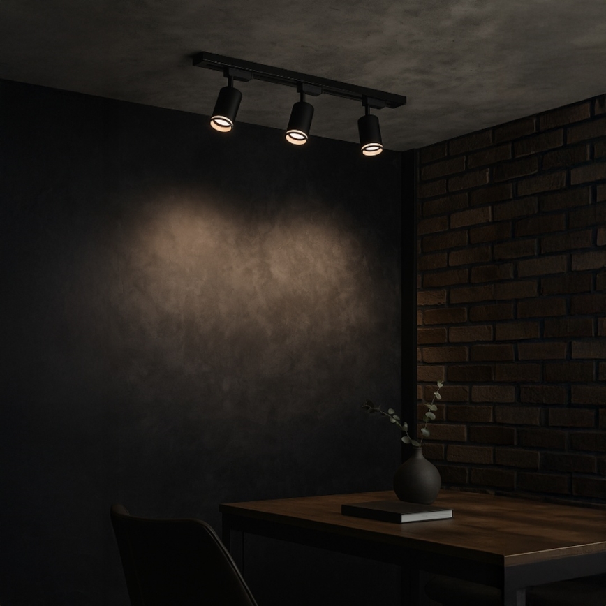 Foco para sistema de trilhos PIPE 3xGU10/10W/230V preto
