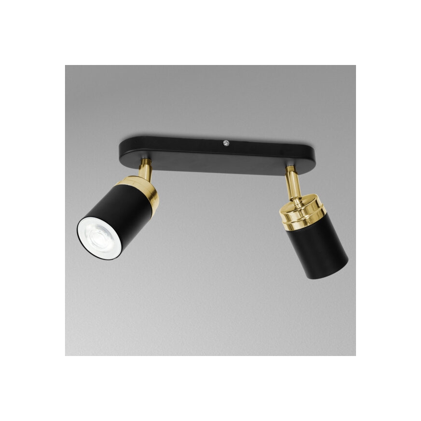 Foco RENO 2xGU10/8W/230V preto/dourada