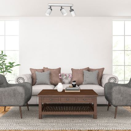 Foco RENO 3xGU10/8W/230V branco/cromado brilhante