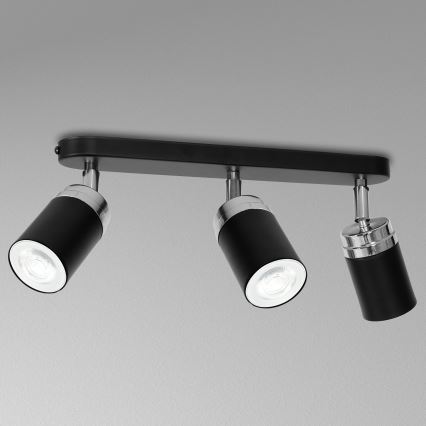 Foco RENO 3xGU10/8W/230V preto/cromado brilhante