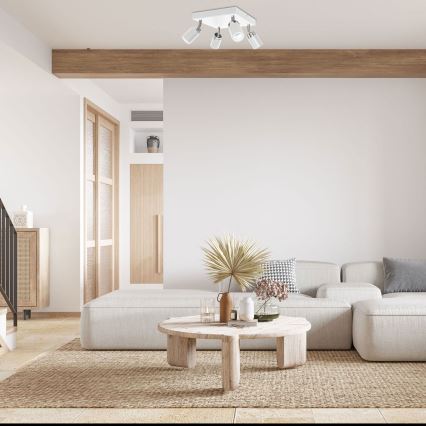 Foco RENO 4xGU10/8W/230V branco/cromado brilhante