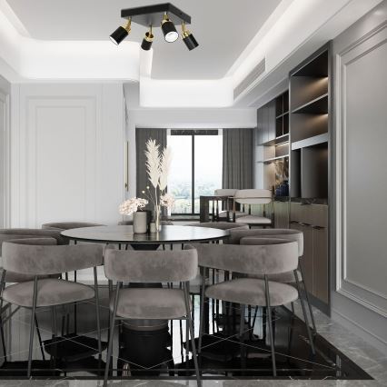 Foco RENO 4xGU10/8W/230V preto/dourada