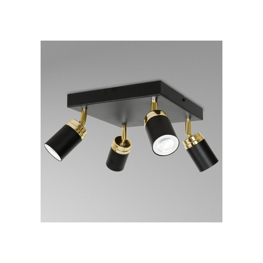 Foco RENO 4xGU10/8W/230V preto/dourada