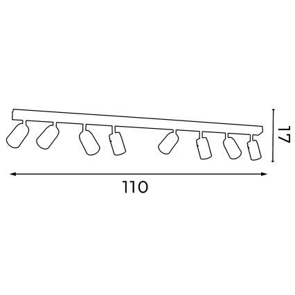Foco RENO 8xGU10/60W/230V preto/cromado brilhante