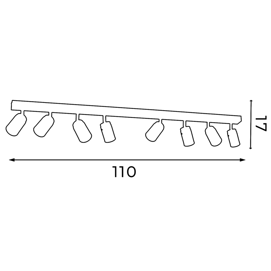 Foco RENO 8xGU10/60W/230V preto/cromado brilhante