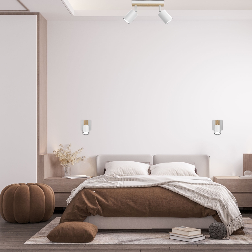 Foco TERRA 2xGU10/8W/230V branco/carvalho