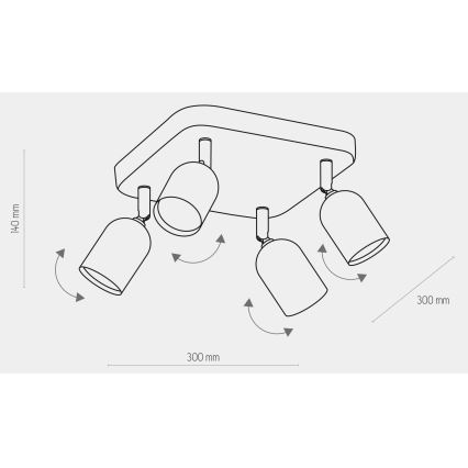 Foco TOP 4xGU10/10W/230V cinzento