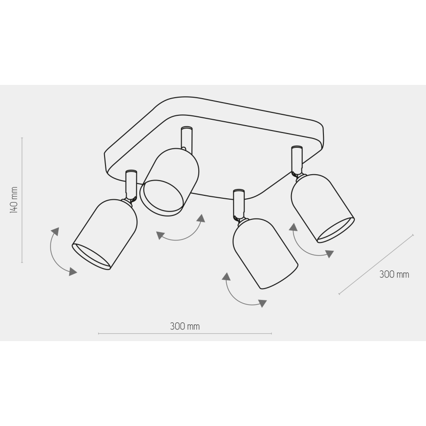 Foco TOP 4xGU10/10W/230V cinzento