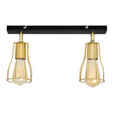 Foco TUBE 2xE27/15W/230V dourado/preto