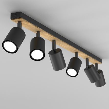 Foco TULON 6xGU10/8W/230V preto/carvalho