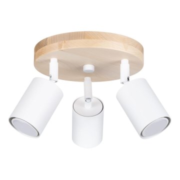 Foco VERDO 3xGU10/10W/230V branco/faia