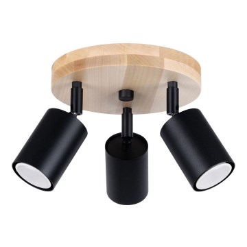 Foco VERDO 3xGU10/10W/230V preto/faia