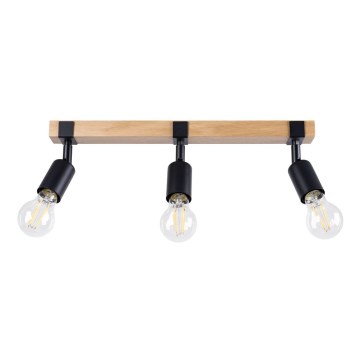 Foco ZUCA 3xE27/15W/230V preto/carvalho