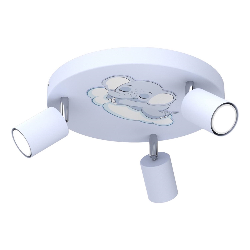 Focos de luz para crianças FUN 3xGU10/8W/230V azul/elefante