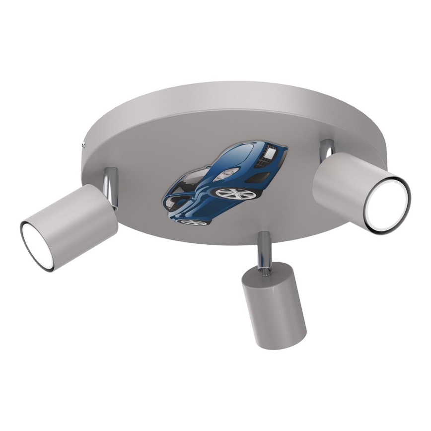 Focos de luz para crianças FUN 3xGU10/8W/230V cinzento/carro