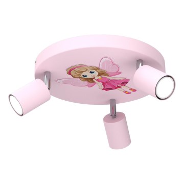 Focos de luz para crianças FUN 3xGU10/8W/230V rosa/fada