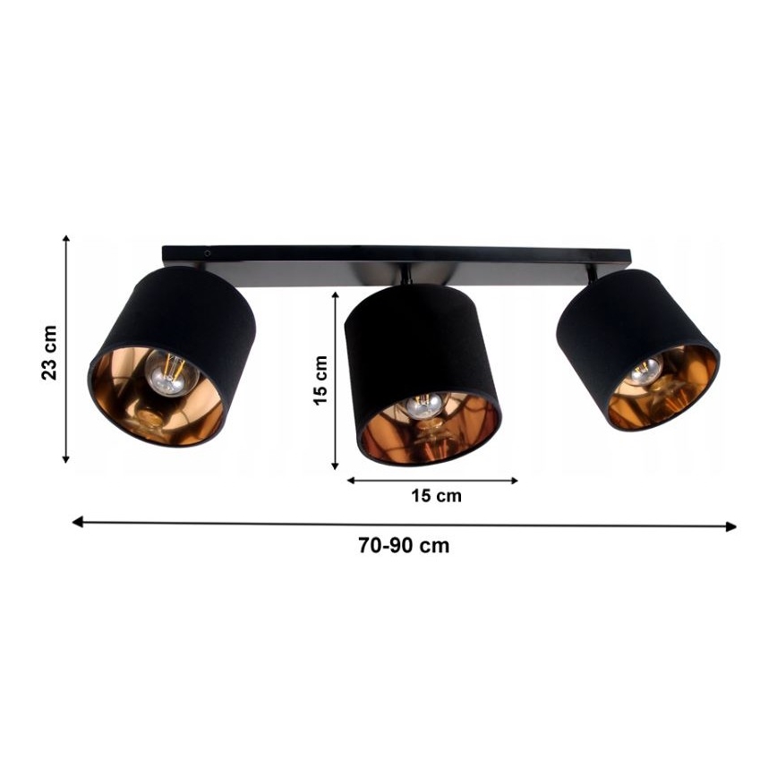 Focos SOFIA 3xE27/60W/230V preto