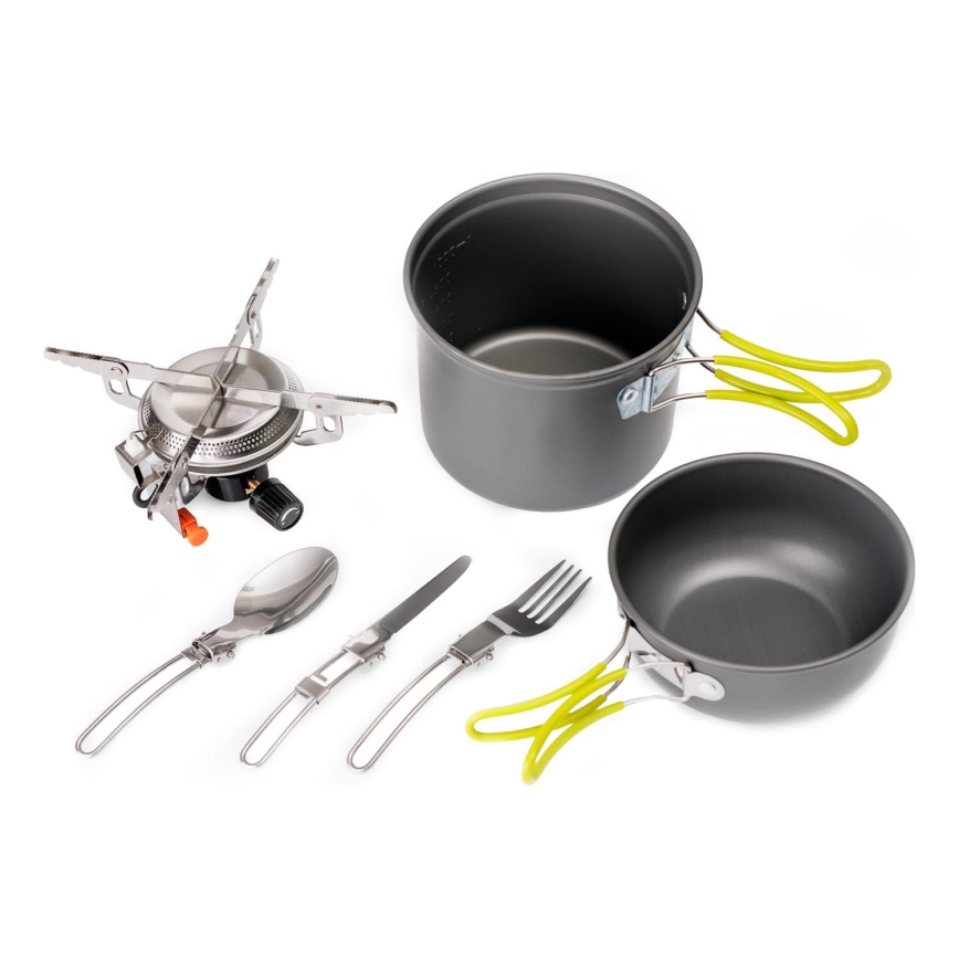 Fogão a gás para campismo com acessórios