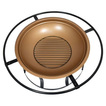 Fogueira de madeira portátil com grelha preta/cobre