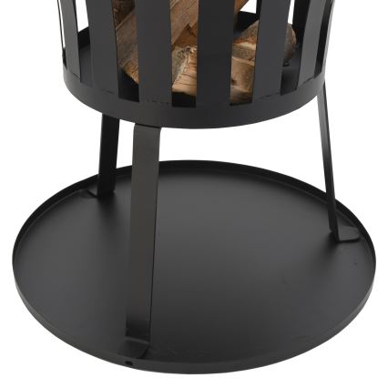 Fogueira de madeira portátil com grelha preta