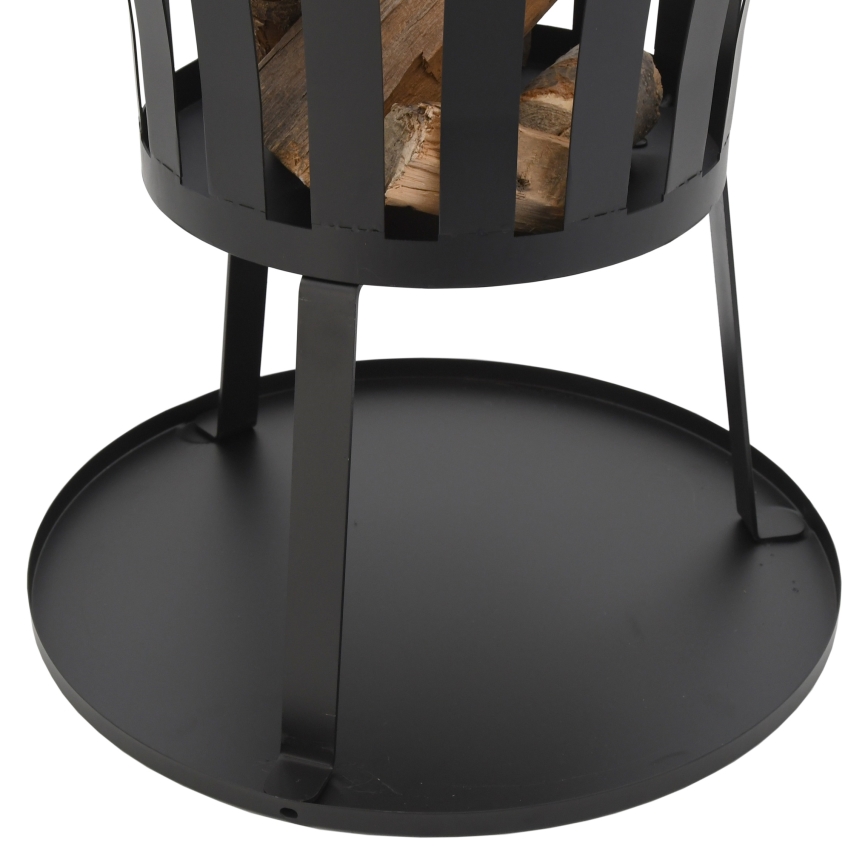 Fogueira de madeira portátil com grelha preta