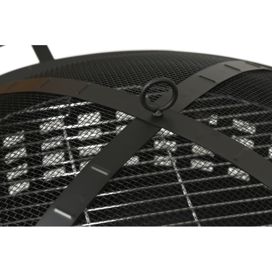 Fogueira de madeira portátil com grelha preta