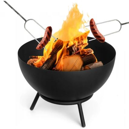 Fogueira portátil para lenha 57x30 cm preta