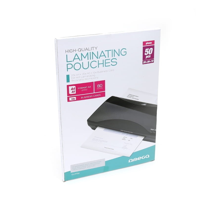 Folha para plastificar A4 20 pcs + A5 20 pcs + cartão de visita 10 pcs