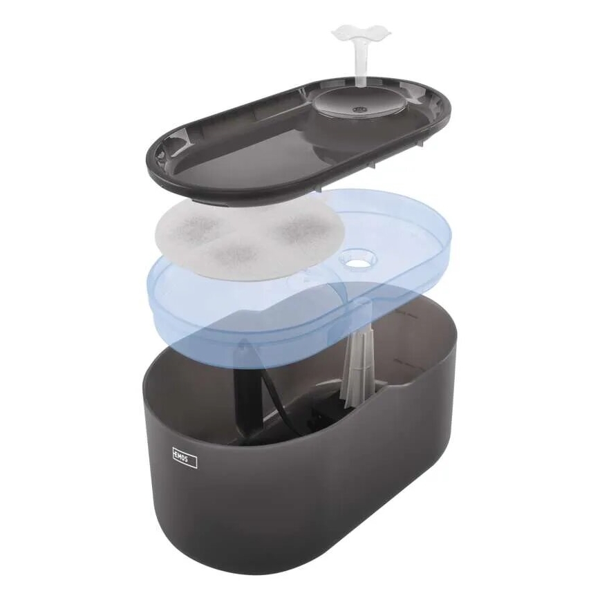 Fonte de água para animais 2,6 l/5V cinzento