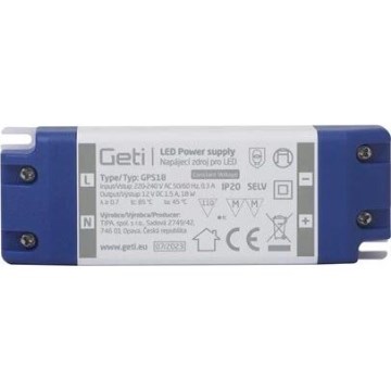 Fonte de alimentação comutada para fitas LED 18W/12V IP20