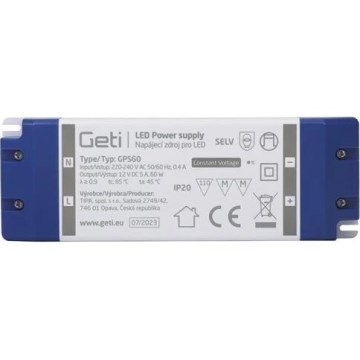 Fonte de alimentação comutada para fitas LED 60W/12V IP20