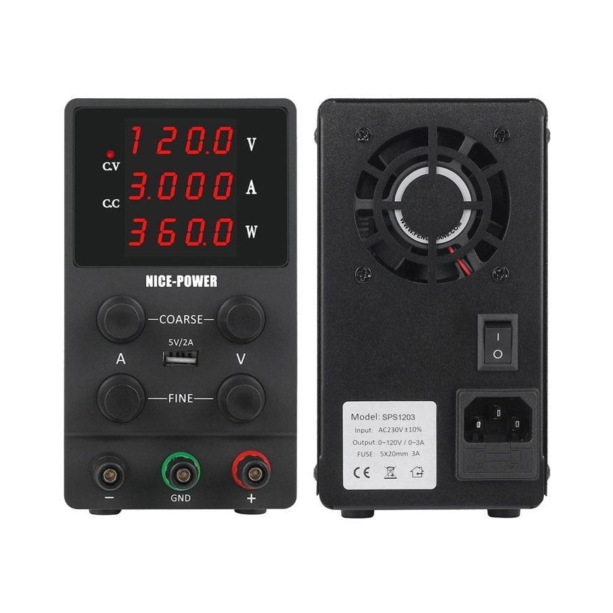 Fonte de energia de laboratório 0-120V/0-3A