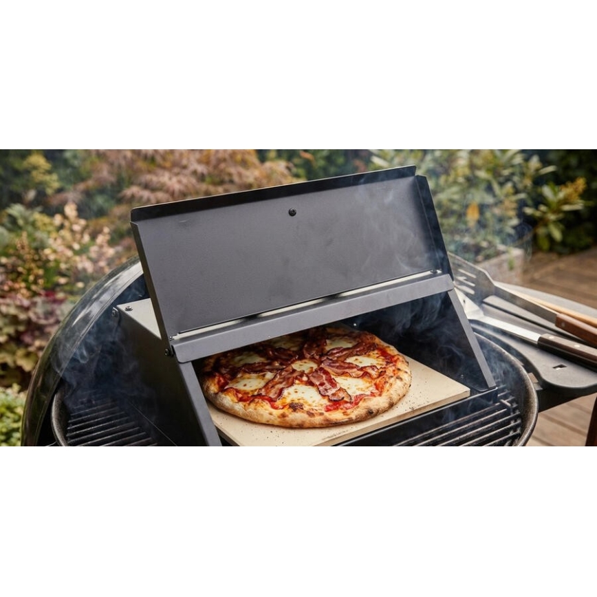 Forno de pizza com porta e termómetro 40x35,5x21 cm preto