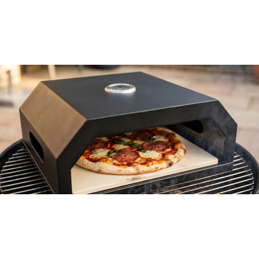 Forno para pizza com termómetro 40x34,5x16 cm preto