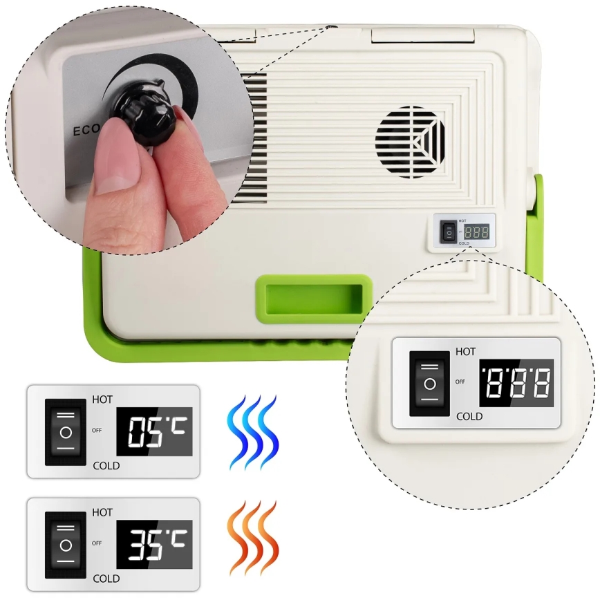Frigorífico portátil para automóvel com função de aquecimento 27 l 230V/12V cinzento