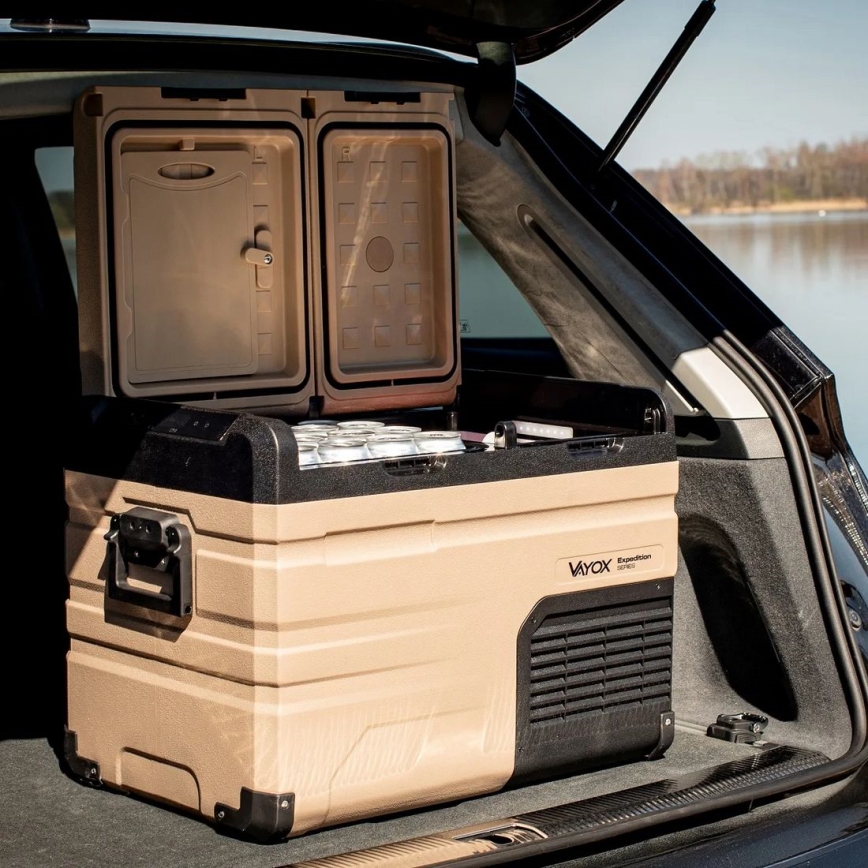 Frigorífico portátil para automóvel com visor LCD 39 l 230V/12V/24V castanho