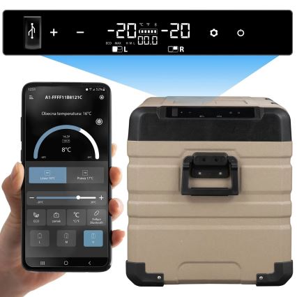 Frigorífico portátil para automóvel com visor LCD 39 l 230V/12V/24V castanho