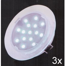 Fulgur 21072 - CONJUNTO 3x LED Iluminação embutida de casa de banho ELESPOT 1xLED/0,7W/230V IP44