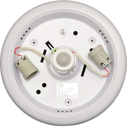 Fulgur s-22941 - Luminária de teto com sensor de movimento e de crepúsculo DARINA 2xE27/40W/230V Ø 30 cm branca