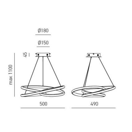 Gea Luce DIVA S P ORO - Candelabro suspenso LED com regulação DIVA LED/43W/230V dourada