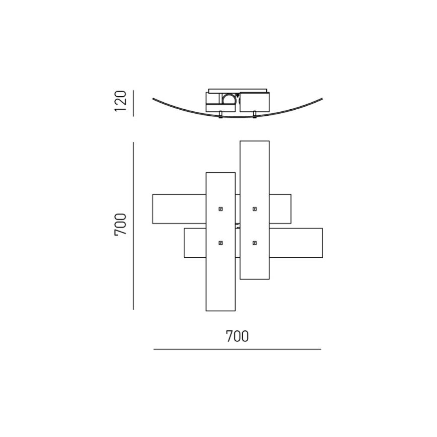 Gea Luce LARA P M arg - Iluminação de teto LARA 2xE27/70W/230V 70 cm prateado