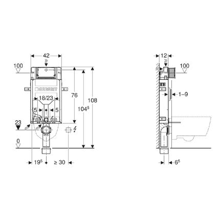 Geberit 110.302.00.5 - Módulo embutido para sanita suspensa Kombifix 108 cm
