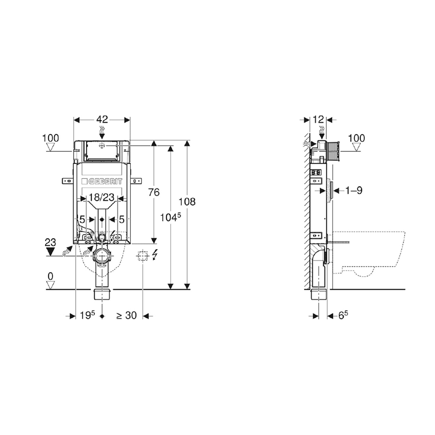 Geberit 110.302.00.5 - Módulo embutido para sanita suspensa Kombifix 108 cm