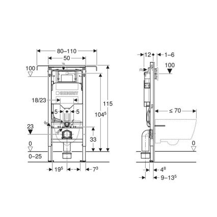 Geberit 111.355.00.6 - Módulo embutido Duofix para sanita suspensa 115 cm