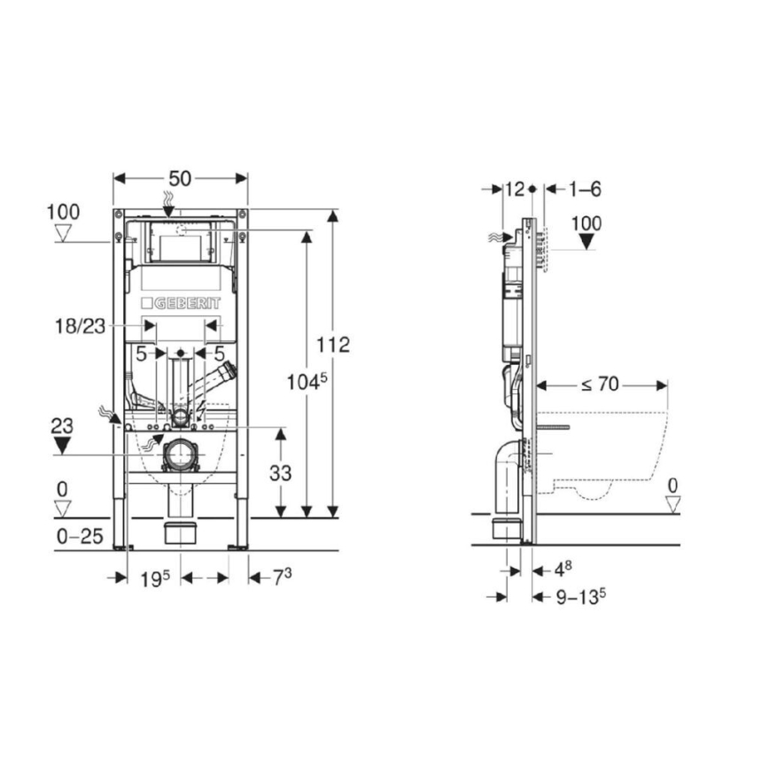 Geberit 111.364.00.6 - Módulo de embutir para sanita suspensa Duofix 112 cm
