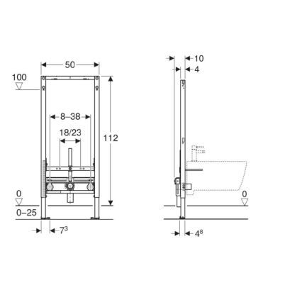 Geberit 111.510.00.2 - Módulo de encastrar para bidé Duofix 112 cm