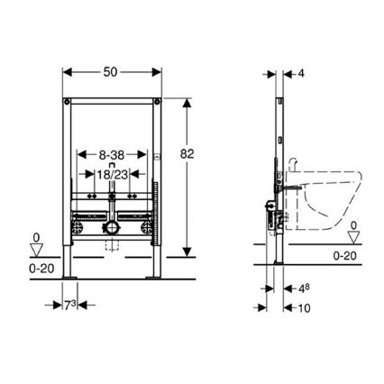 Geberit 111.515.00.1 - Módulo de encastrar Duofix para bidé 82 cm