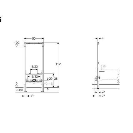 Geberit 111.534.00.2 - Módulo encastrado para bidé Duofix 112 cm
